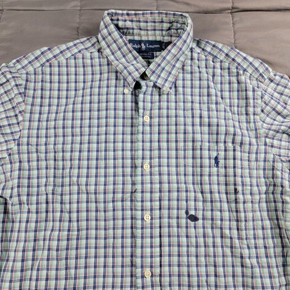 Ralph Lauren Mens XL Multicolor Plaid Button Shirt Casual Formal Short Sleeve - Picture 3 of 10